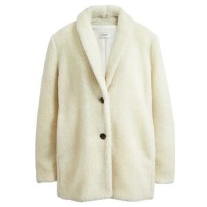 J. Crew Women's Teddy Fleece Jacket Shawl Collar Vintage Champagne